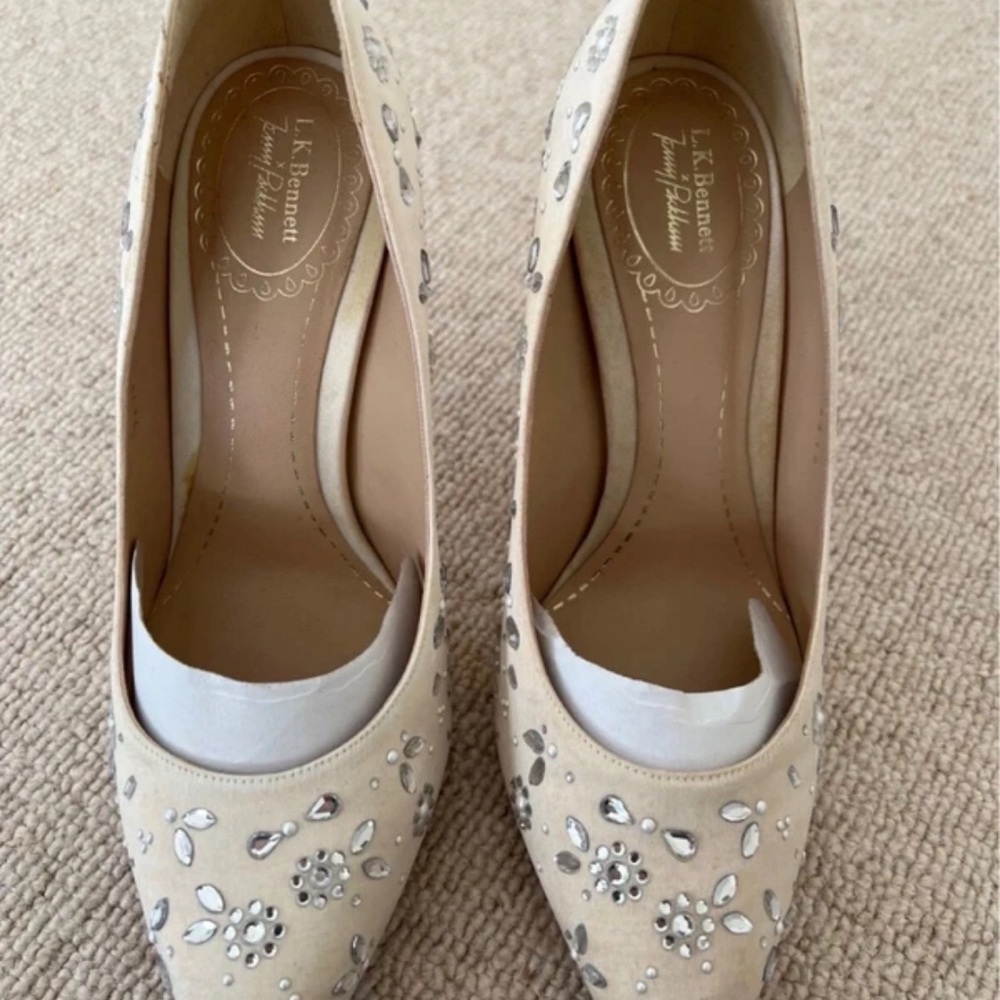 LK Bennett Beige Heels with Silver Accents